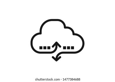 Cloud based downloading and uploading service vector, cloud server connection vector 