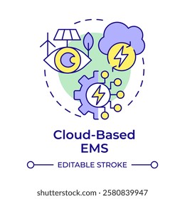 Cloud based EMS multi color concept icon. Data management, technology. Monitoring, tracking. Round shape line illustration. Abstract idea. Graphic design. Easy to use in infographic, presentation