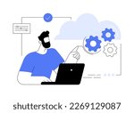 Cloud based engine abstract concept vector illustration. Infrastructure as a service, virtual machine application, provider, cloud based engine on-demand, software computer abstract metaphor.