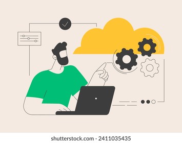 Cloud based engine abstract concept vector illustration. Infrastructure as a service, virtual machine application, provider, cloud based engine on-demand, software computer abstract metaphor.