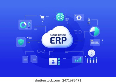 Cloud based ERP system illustration