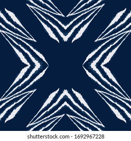 Cloud Batik Trendy Vector Seamless Pattern. Traditional Abstract Carpet Wallpaper. Arabic African Pattern. Sky Chevron Watercolor Background.