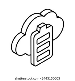 Cloud battery, cloud power supply isometric vector design