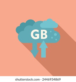 Cloud big data icon flat vector. Cloud size byte. Solid shutter hardware