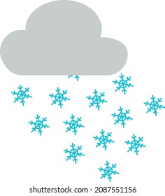 Cloud with big snowflakes, illustration, vector, on a white background.