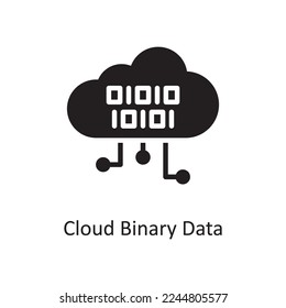 Cloud Binary Data Vector Solid Icon Design illustration. Business And Data Management Symbol on White background EPS 10 File