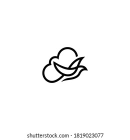 cloud bird logo vector line outline art icon