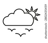 Cloud bird nature landscape features outline vector element. Represents outdoor flight travel and morning sky weather. eps 10