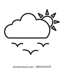 Cloud bird nature landscape features outline vector element. Represents outdoor flight travel and morning sky weather. eps 10