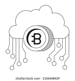 cloud with bitcoin commerce technology icon