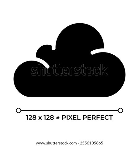 Cloud black glyph icon. Symbolizing overcast or partly cloudy weather conditions. Weather forecast. Meteorology. Silhouette symbol on white space. Solid pictogram. Vector isolated illustration