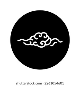 Cloud black line icon. Chinese art. Atmospheric phenomenon. Meteorology outline illustration