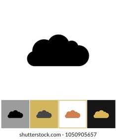 Cloud black silhouette icon, bubbles clouds shapes on gold, black and white backgrounds vector illustration