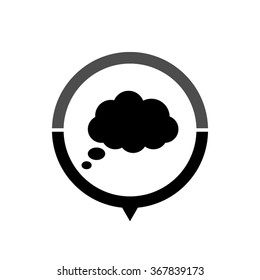 cloud - black vector icon; map pointer;  message bubble