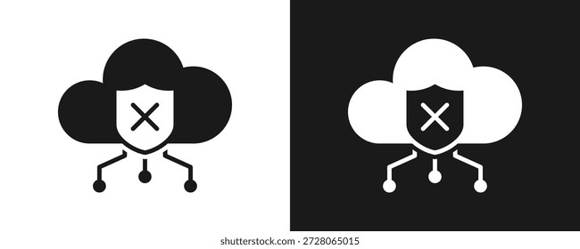 Cloud Block Icon Set Glyph In White And Black Background