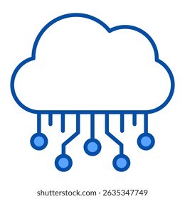 Cloud blue color icon. Simple vector icon design in blue color style. Editable vector format
