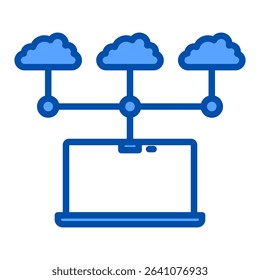 Cloud blue color icon. Simple vector icon design in blue color style. Editable vector format