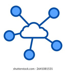Cloud blue color icon. Simple vector icon design in blue color style. Editable vector format