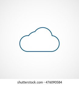 Cloud Blue Line Icon On White Background