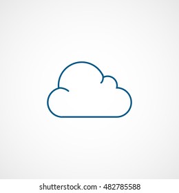 Cloud Blue Line Icon On White Background