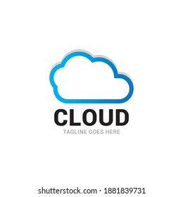 Cloud blue simple internet technology logo icon vector template.