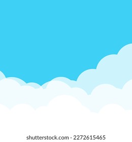 Cloud with the blue sky cartoon paper cut style background vector illustration and blank space for text.