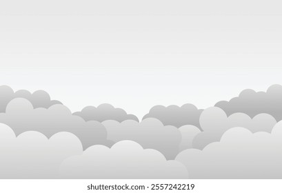 Cloud with the blue sky cartoon paper cut style background vector illustration and blank space for text.