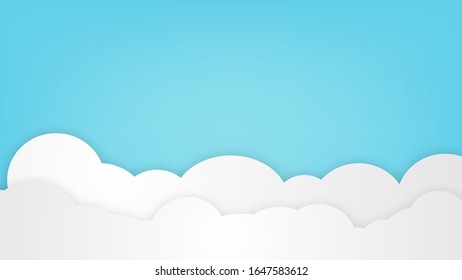 cloud and blue sky with copy space for design, paper art concept, vector.
