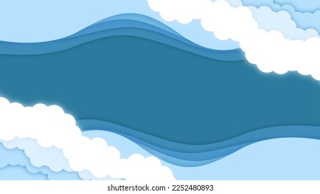 Cloud blue sky and sea background. Vector texture design poster banner abstract sky wallpaper background.