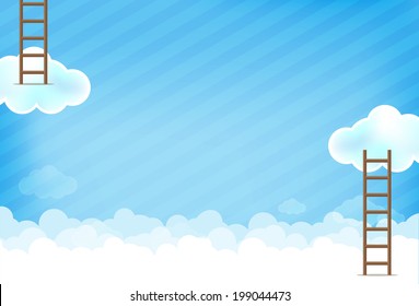Cloud and blue sky with stairway vector background 
