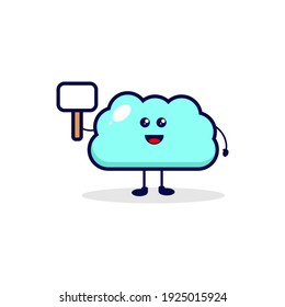 Cloud with board cute character illustration