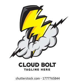 Cloud and bolt vector symbol in comic style, good for Electricity Service Business Company and sport mascot logo for school