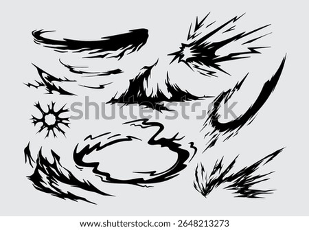 Cloud bomb smoke vapor explossion illustration vector collection set cartoon element, silhouette, clip art, splash editable