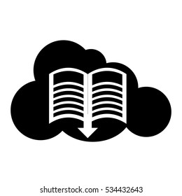 cloud and book with dowload arrow icon over white background. electronic book concept. vector illustration