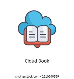 Cloud Book Filled Outline Vector Icon Design illustration on White background. EPS 10 File