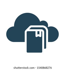 Cloud book icon. Cloud Computing Icon. Simple glyph style. Perfect symmetrical.