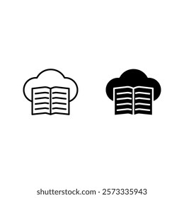 cloud book icon set color editable