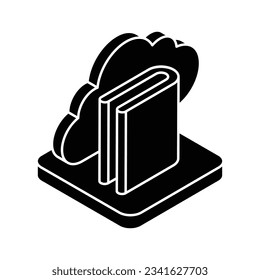 Cloud Book icon, vector stock illustration.