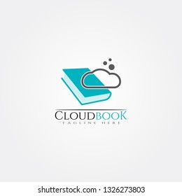 cloud book library icon template, creative vector logo design, illustration element.