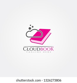 cloud book library icon template, creative vector logo design, illustration element.