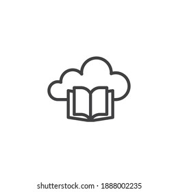 Cloud book line icon. linear style sign for mobile concept and web design. Library cloud outline vector icon. Symbol, logo illustration. Vector graphics