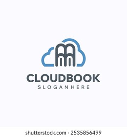 Cloud book logo design template. Digital study concept. Creative vector symbol.