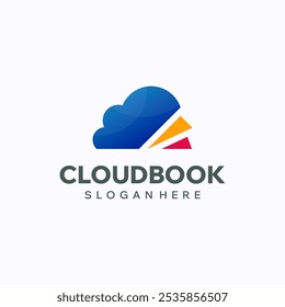 Plantilla de diseño de logotipo de libro en la nube. Concepto de estudio digital. Símbolo de Vector creativo.