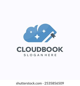 Cloud book logo design template. Digital study concept. Creative vector symbol.