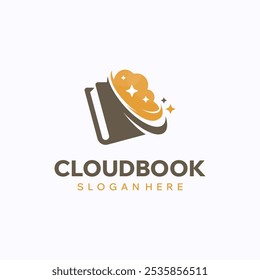 Cloud book logo design template. Digital study concept. Creative vector symbol.