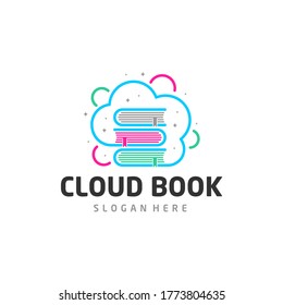 Cloud book logo design vector template for online education, library and bookstore concept logo vector, Icon symbol