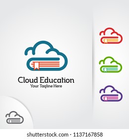 Cloud book logo for online education, library and book store.