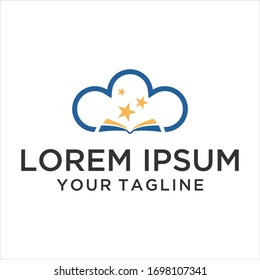 Cloud book logo for online education, library and book store.