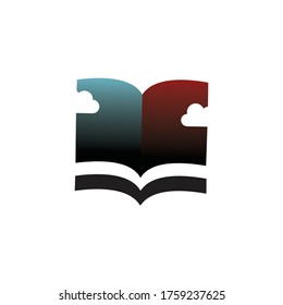 Símbolo de diseño del logotipo del libro en la nube vector de ilustración.