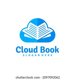 Cloud book logo vector. Education and digital library logo concept.